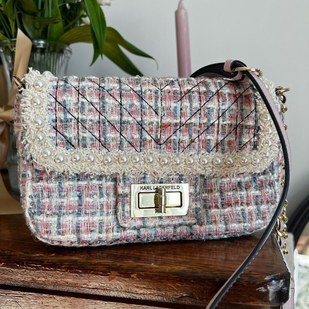 Karl Lagerfeld Mini Agyness Tweed Bag